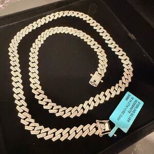 24” Iced Cuban Link Chain – Moissanite Over Sterling Silver – 70g – VVSD 8.7mm